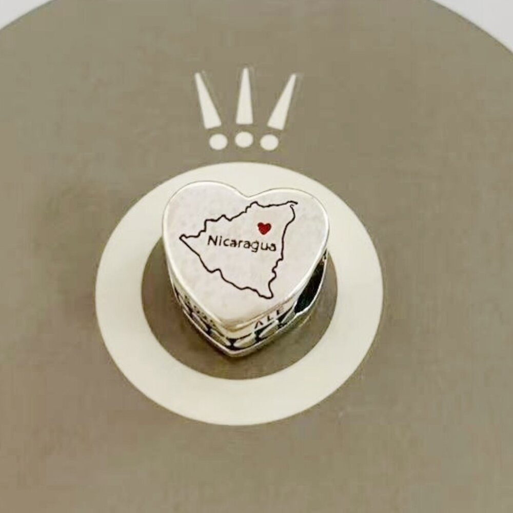 Pandora Nicaragua  Map I love Nicaragua  Heart Charm